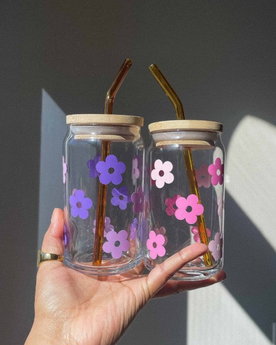 Retro Flower Glass Cup