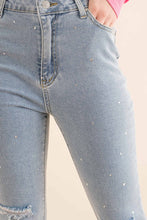 Load image into Gallery viewer, Studded Rhinestone Distressed Jeans
