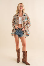 Load image into Gallery viewer, Blue B Aztec Shirt Jacket
