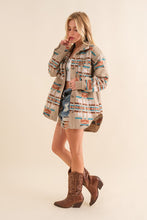 Load image into Gallery viewer, Blue B Aztec Shirt Jacket
