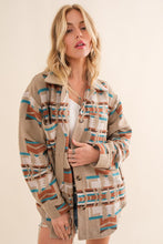 Load image into Gallery viewer, Blue B Aztec Shirt Jacket
