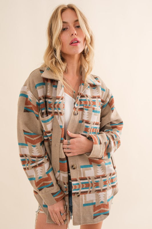 Blue B Aztec Shirt Jacket