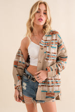 Load image into Gallery viewer, Blue B Aztec Shirt Jacket
