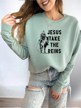 Load image into Gallery viewer, Jesus Take the Reins PLUS Sweatshirt
