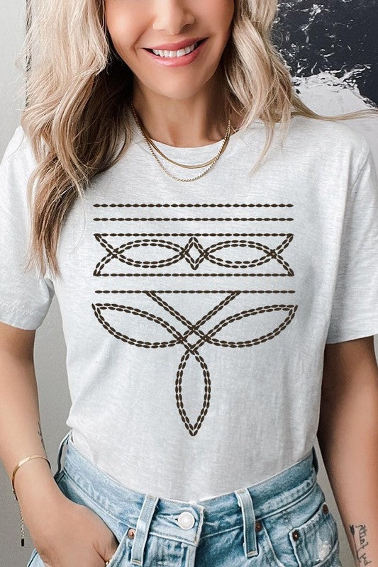 Western Boot Stitch Graphic T Shirt