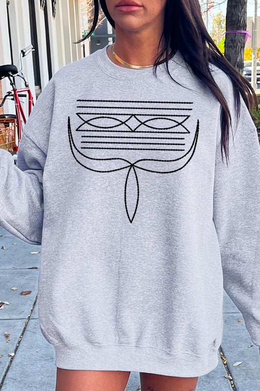 Western Boot Stitch Graphic Sweatshirts