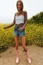 Load image into Gallery viewer, Pearl Long Sleeve Mesh Top
