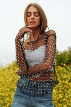 Load image into Gallery viewer, Pearl Long Sleeve Mesh Top
