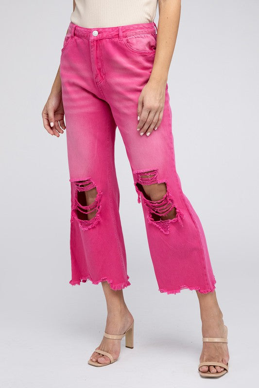 Carly Distressed Wide Leg Pants