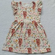 Little Girl Highland Cow Dress