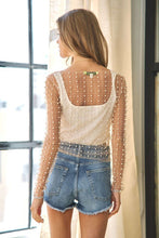 Load image into Gallery viewer, Pearl Long Sleeve Mesh Top
